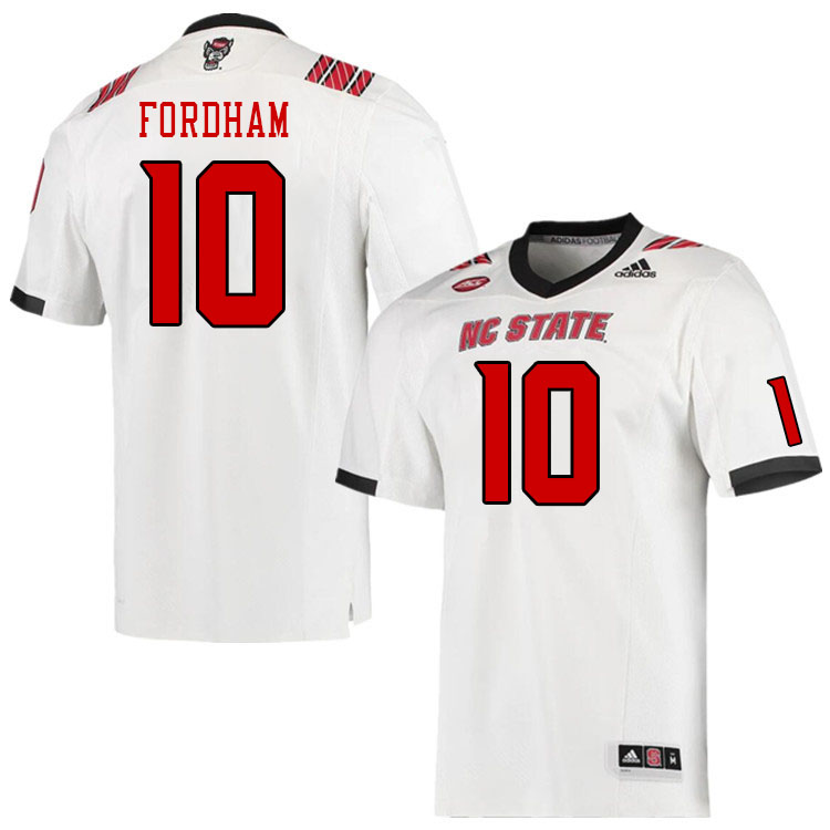 Men #10 Caden Fordham North Carolina State Wolfpacks College Football Jerseys Stitched-White - Click Image to Close